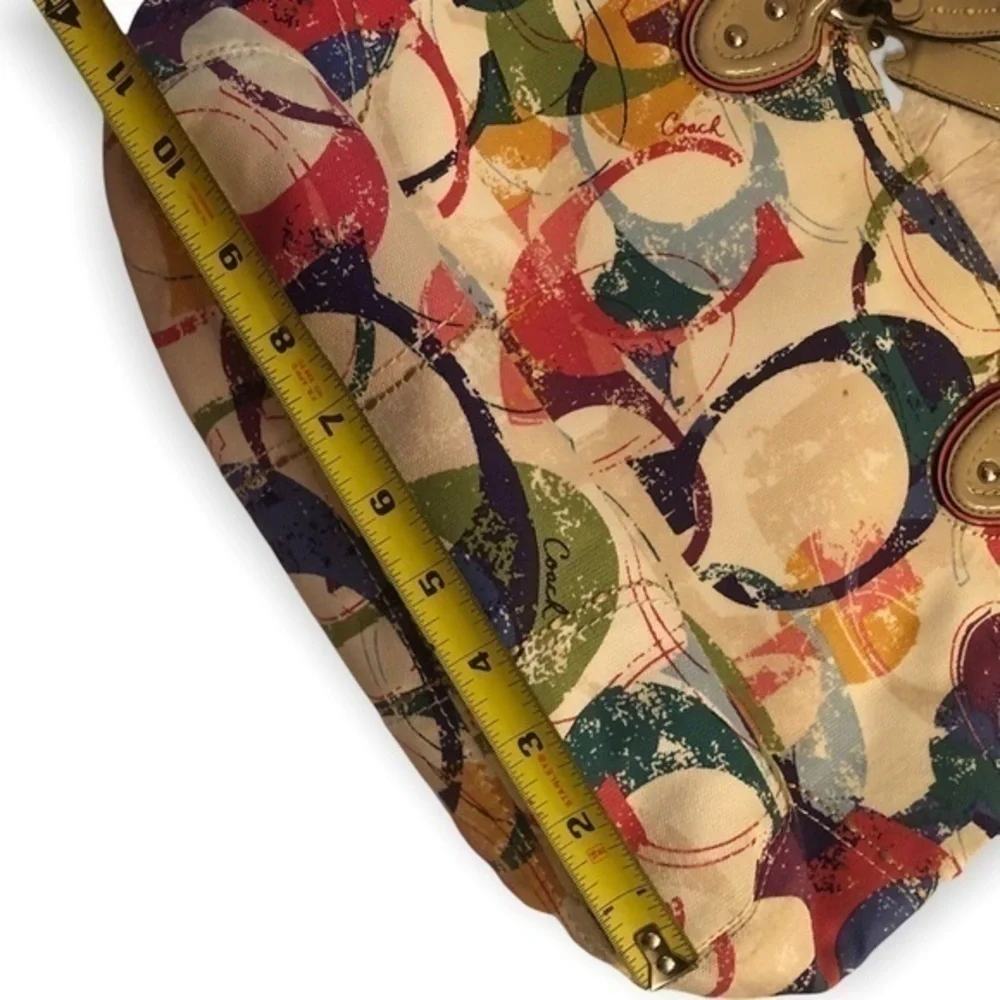 Coach poppy stamped c multicolor tote bag f23382